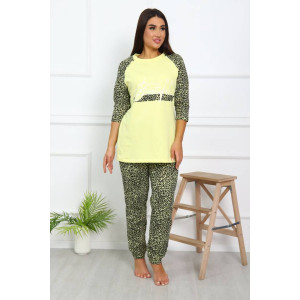 Пижама женская ПЖ-00293 футер с начесом (последний размер) лимонный 54,58