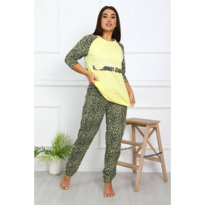 Пижама женская ПЖ-00293 футер с начесом (последний размер) лимонный 54,58