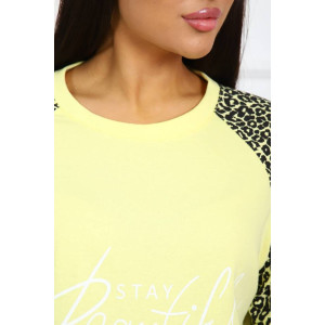 Пижама женская ПЖ-00293 футер с начесом (последний размер) лимонный 54,58