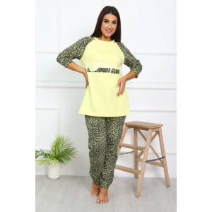 Пижама женская ПЖ-00293 футер с начесом (последний размер) лимонный 54,58
