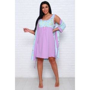 Пеньюар двойка женский ПС-1.18 кулирка (последний размер) сиреневый-голубой 52,54,58,60 Пеньюар двойка женский ПС-1.18 кулирка (последний размер) сиреневый-голубой 52,54,58,60