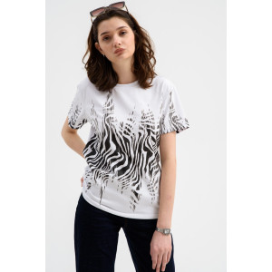 Футболка женская Ф-00711 кулирка (последний размер) белый-черный 50