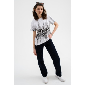 Футболка женская Ф-00711 кулирка (последний размер) белый-черный 50