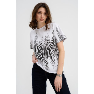 Футболка женская Ф-00711 кулирка (последний размер) белый-черный 50