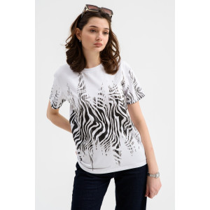 Футболка женская Ф-00711 кулирка (последний размер) белый-черный 50