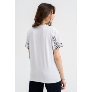 Футболка женская Ф-00711 кулирка (последний размер) белый-черный 50