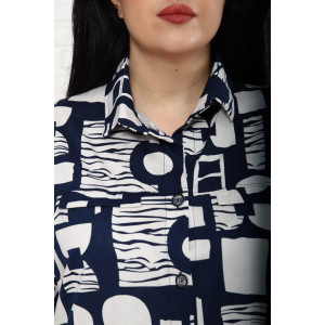 Туника женская Т-0050 кулирка (последний размер) синий-бежевый 48 Туника женская Т-0050 кулирка (последний размер) синий-бежевый 48