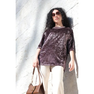 Футболка женская "Велюр" 1368-3 велюр (последний размер) пудра 54,56,58