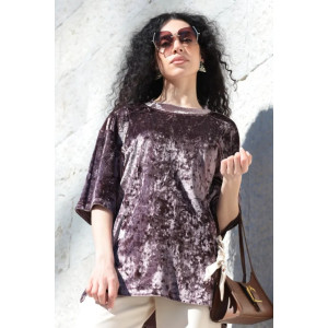 Футболка женская "Велюр" 1368-3 велюр (последний размер) пудра 54,56,58