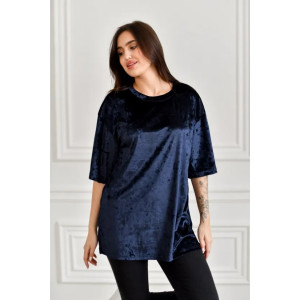 Футболка женская "Велюр" 1368-5 велюр (последний размер) синий 58