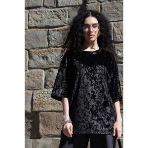 Футболка женская "Велюр" 1368-7 велюр (последний размер) черный 58