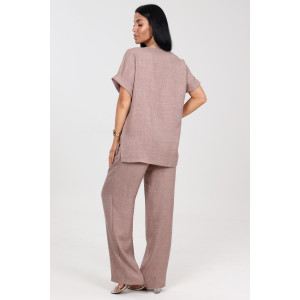 Костюм двойка женский "Шик" КЛ-2572 имитация льна (последний размер) светло-бежевый 52,54