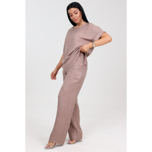 Костюм двойка женский "Шик" КЛ-2572 имитация льна (последний размер) светло-бежевый 52,54