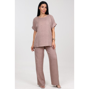 Костюм двойка женский "Шик" КЛ-2572 имитация льна (последний размер) светло-бежевый 52,54