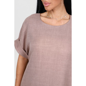 Костюм двойка женский "Шик" КЛ-2572 имитация льна (последний размер) светло-бежевый 52,54