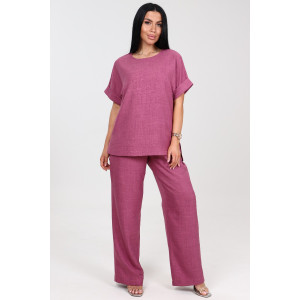 Костюм двойка женский "Шик" КЛ-2572 имитация льна (последний размер) малина 56,58
