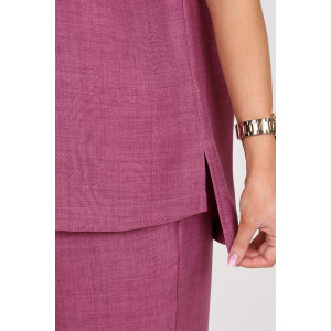 Костюм двойка женский "Шик" КЛ-2572 имитация льна (последний размер) малина 56,58