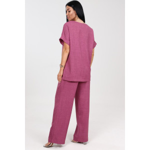 Костюм двойка женский "Шик" КЛ-2572 имитация льна (последний размер) малина 56,58