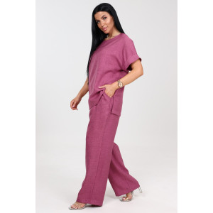 Костюм двойка женский "Шик" КЛ-2572 имитация льна (последний размер) малина 56,58