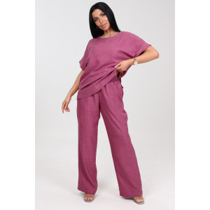 Костюм двойка женский "Шик" КЛ-2572 имитация льна (последний размер) малина 56,58