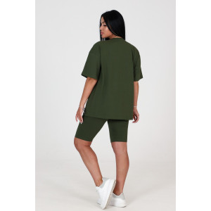 Костюм двойка женский КК-1503 кулирка с лайкрой (последний размер) хаки 48 Костюм двойка женский КК-1503 кулирка с лайкрой (последний размер) хаки 48