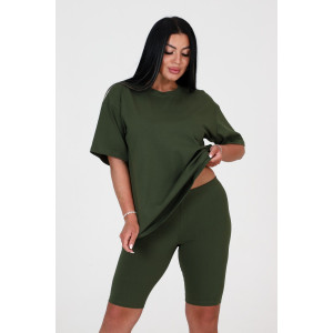 Костюм двойка женский КК-1503 кулирка с лайкрой (последний размер) хаки 48 Костюм двойка женский КК-1503 кулирка с лайкрой (последний размер) хаки 48