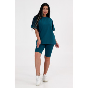 Костюм двойка женский КК-1503 кулирка с лайкрой (последний размер) петроль 48 Костюм двойка женский КК-1503 кулирка с лайкрой (последний размер) петроль 48