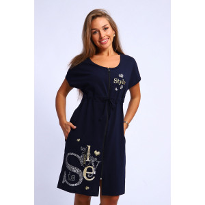 Халат женский №190 кулирка (р-ры: 46-56) синий