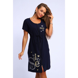 Халат женский №190 кулирка (р-ры: 46-56) синий