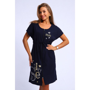 Халат женский №190 кулирка (р-ры: 46-56) синий