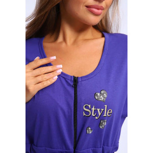 Халат женский №190.1 кулирка (р-ры: 46-56) фиолетовый Халат женский №190.1 кулирка (р-ры: 46-56) фиолетовый