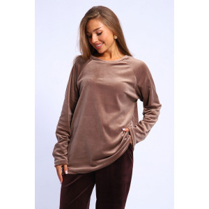 Костюм двойка женский №191 стрейч велюр (р-ры: 48-58) коричневый