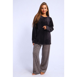 Костюм двойка женский №192 стрейч велюр (р-ры: 48-58) коричневый