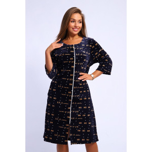 Халат женский №194 стрейч велюр (р-ры: 48-58) синий