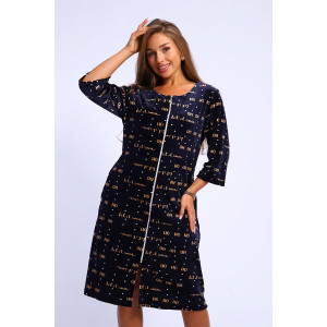 Халат женский №194 стрейч велюр (р-ры: 48-58) синий