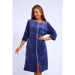 Халат женский №194.1 стрейч велюр (р-ры: 48-58) индиго