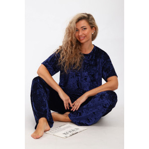 Костюм двойка женский "Оливия" иконвелюр (р-ры: 48-58) синий