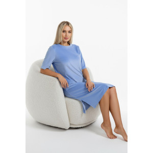 Туника женская "Пандора-4" велюр стрейч (р-ры: 46-56) голубой