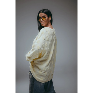 Свитшот женский "Ребека" махра жаккард (р-ры: 44-66) махра сердца сливочное масло