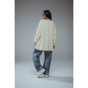 Свитшот женский "Ребека" махра жаккард (р-ры: 44-66) махра сердца сливочное масло