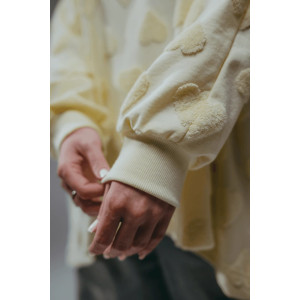 Свитшот женский "Ребека" махра жаккард (р-ры: 44-66) махра сердца сливочное масло