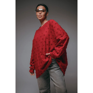 Свитшот женский "Ребека" махра жаккард (р-ры: 44-66) махра бордо Свитшот женский "Ребека" махра жаккард (р-ры: 44-66) махра бордо