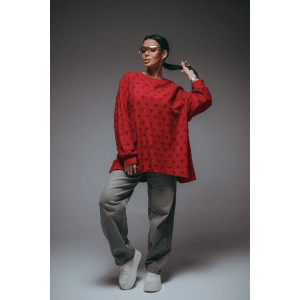 Свитшот женский "Ребека" махра жаккард (р-ры: 44-66) махра бордо Свитшот женский "Ребека" махра жаккард (р-ры: 44-66) махра бордо