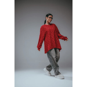 Свитшот женский "Ребека" махра жаккард (р-ры: 44-66) махра бордо Свитшот женский "Ребека" махра жаккард (р-ры: 44-66) махра бордо