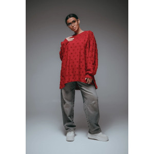 Свитшот женский "Ребека" махра жаккард (р-ры: 44-66) махра бордо Свитшот женский "Ребека" махра жаккард (р-ры: 44-66) махра бордо