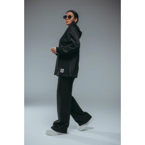 Костюм двойка женский "Соната" рибана жаккард пенье с лайкрой (р-ры: 44-58) чёрный