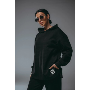 Костюм двойка женский "Соната" рибана жаккард пенье с лайкрой (р-ры: 44-58) чёрный