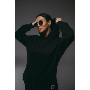 Костюм двойка женский "Соната" рибана жаккард пенье с лайкрой (р-ры: 44-58) чёрный