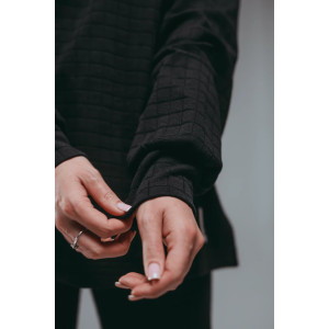 Костюм двойка женский "Соната" рибана жаккард пенье с лайкрой (р-ры: 44-58) чёрный