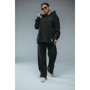 Костюм двойка женский "Соната" рибана жаккард пенье с лайкрой (р-ры: 44-58) чёрный